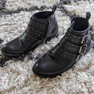 H&M black booties with studs
